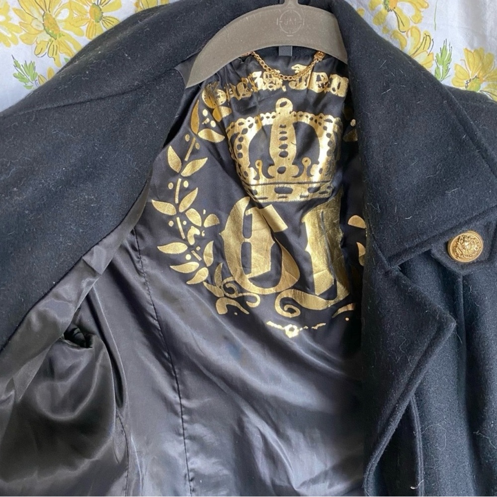 Guess Black Trench Coat with Gold Accents - Picture 2 of 6